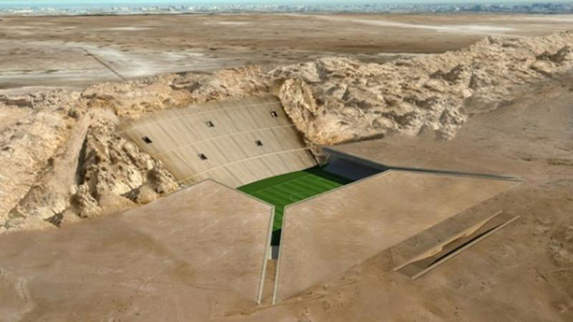 'Rock Stadium' campo de fútbol enterrado en medio del desierto
