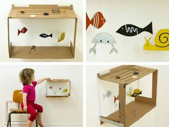 Hazlo tú misma - Cómo hacer un acuario con una caja de cartón Ideas para DIY (do it yourself = háztelo tú mismo): Reciclaje