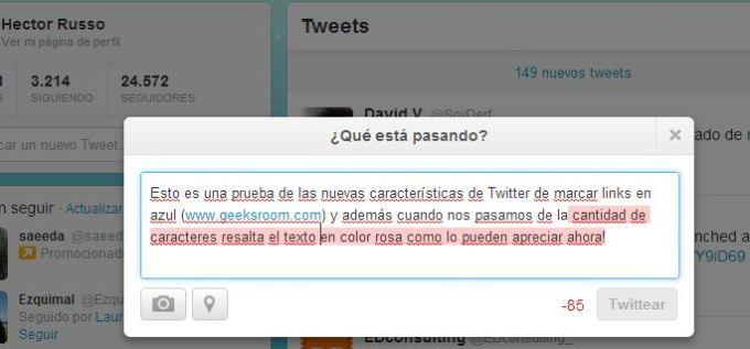Twitter ahora marca enlaces en azul y resalta caracteres escritos después de los 140 twitter-characters