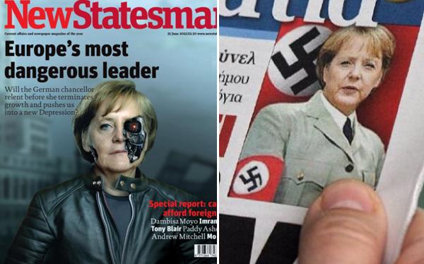 Angela Merkel con traje nazi