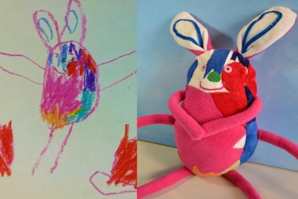 Muñeco de tela a partir de dibujo de niño Muñecos de tela hechos con los dibujos de los niños