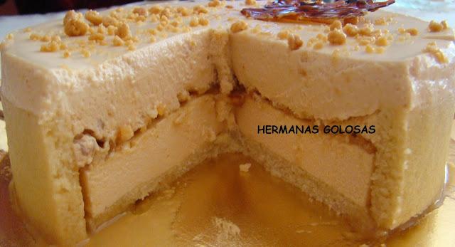 TARTA DE MOUSSE DE CARAMELO, CRUJIENTE DE TURRON Y MOUSSE DE TURRON TARTA DE MOUSSE DE CARAMELO, CRUJIENTE DE TURRON Y MOUSSE DE TURRON