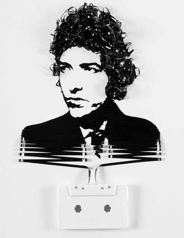 Jimi-ecoinventos Retratos con viejas cintas de cassette