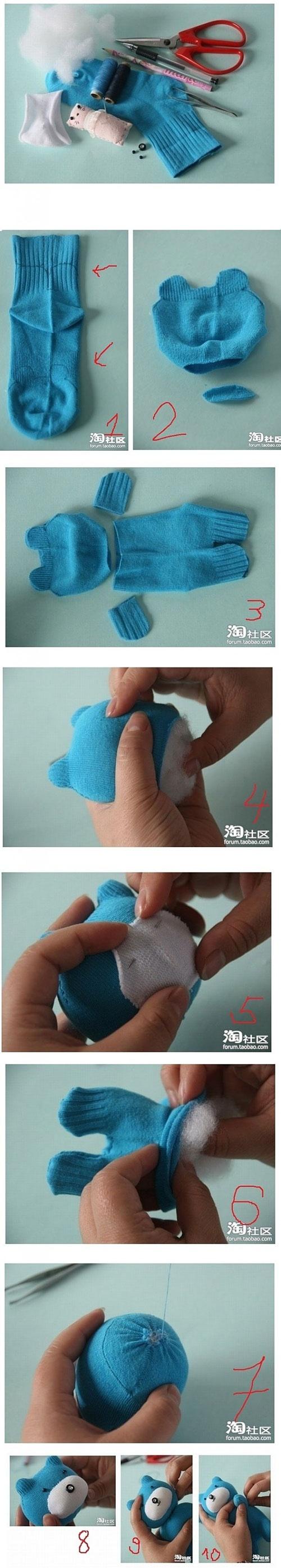 Cómo hacer muñecos con calcetines y guantes