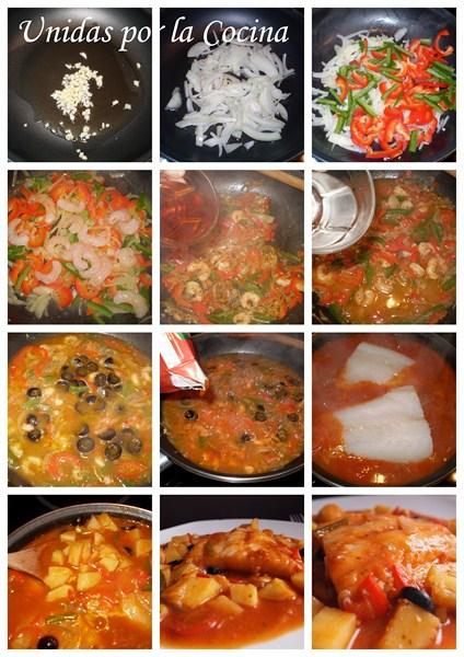 Bacalao en salsa de Tomate con Gambas Bacalao en salsa de Tomate con Gambas