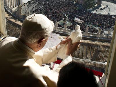 papa suelta paloma de la paz atacada por gaviota