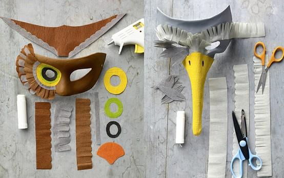 máscaras de pájaro hechas a mano