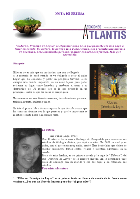 NOVEDADES EDITORIAL ATLANTIS ELDERAN