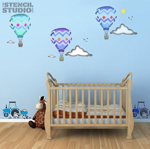 Decora con stencil en el cuarto de los niños. Stencil para decorar un cuarto infantil.