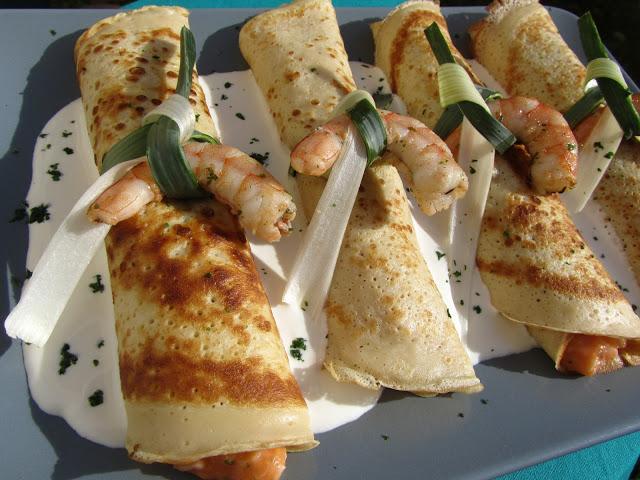 Crepes de langostinos Crepes de langostinos