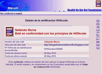 Certificado HONcode Certificado HONcode