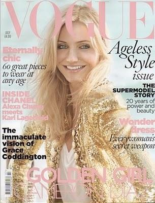 Cameron Díaz en portada de Vogue UK, julio 2010. Otro caso claro de photoshop
