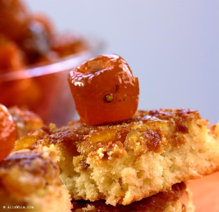 “Carrés” de almendra con naranjas y kumquats confitados “Carrés” de almendra con naranjas y kumquats confitados