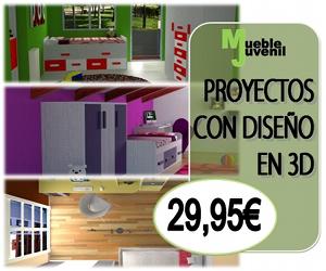 proyectos con diseño en 3d - mueble juvenil - creyesnavarro -