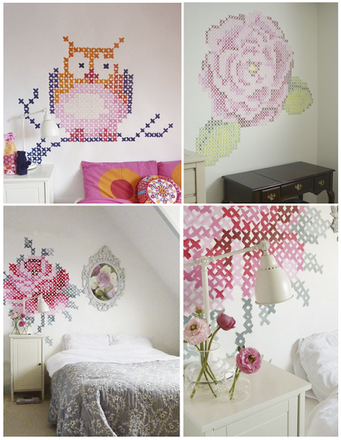 DECORAR UNA PARED CON PUNTO DE CRUZ pared con punto de cruz