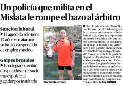 ARBITRO DE 17 AÑOS PIERDE EL BAZO POR LA PALIZA DE UN JUGADOR.... !POLICIA! ARBITRO DE 17 AÑOS PIERDE EL BAZO POR LA PALIZA DE UN JUGADOR.... !POLICIA!