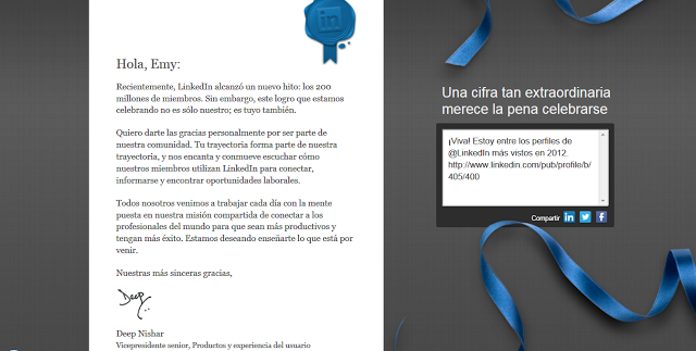 Emy Teruel se convierte en uno de los perfiles de Linkedin más vistos en 2012