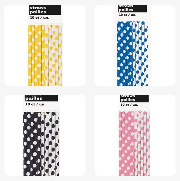 Productos para fiestas con lunares, y nuestros posts preferidos pajitas de papel con lunares