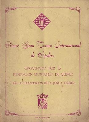 Portada del folleto del I Gran Torneo Internacional de Ajedrez Santander 1958