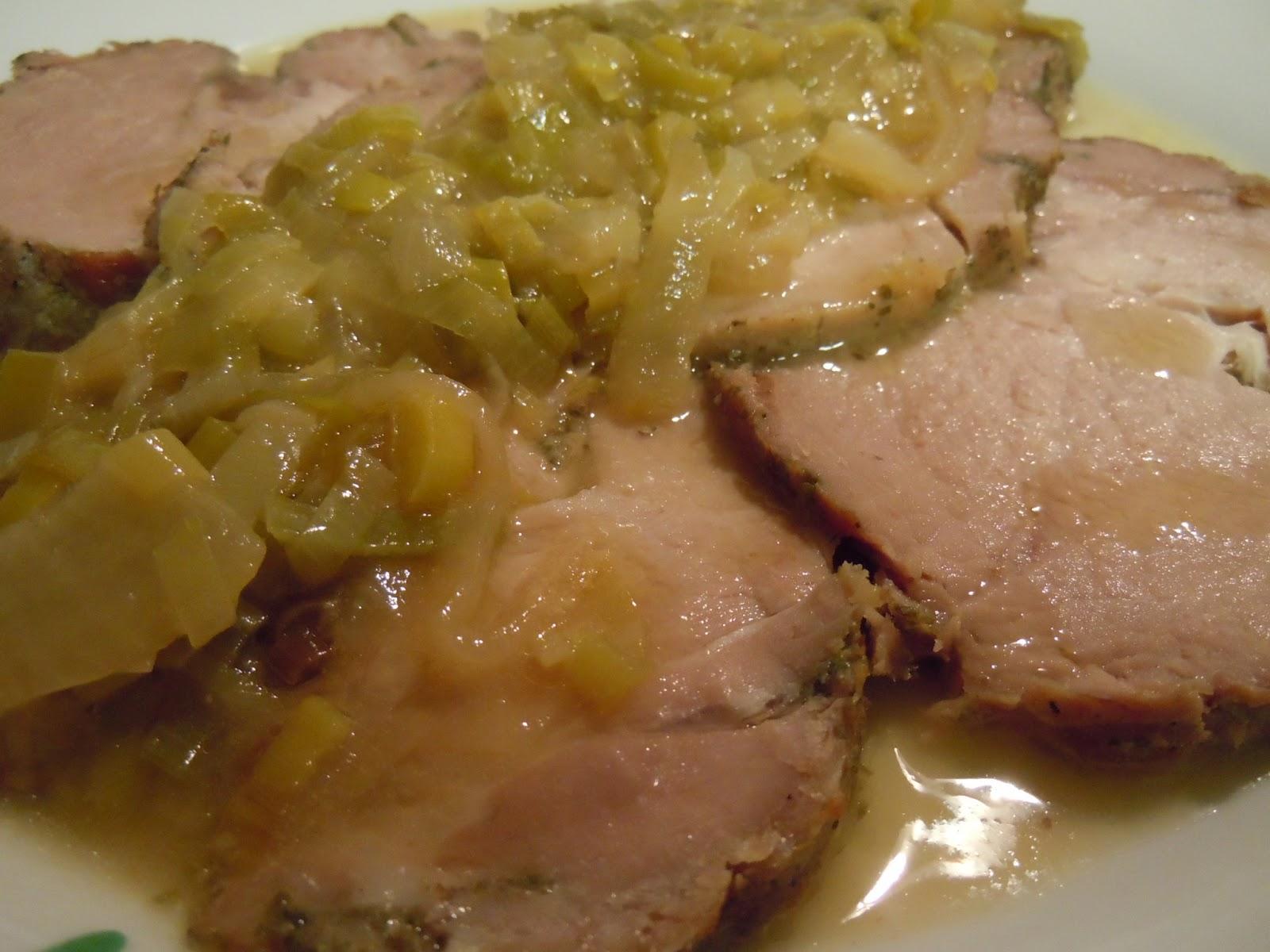 Rotí de cerdo con salsa de puerros,cebolla y miel Rotí de cerdo con salsa de puerros,cebolla y miel