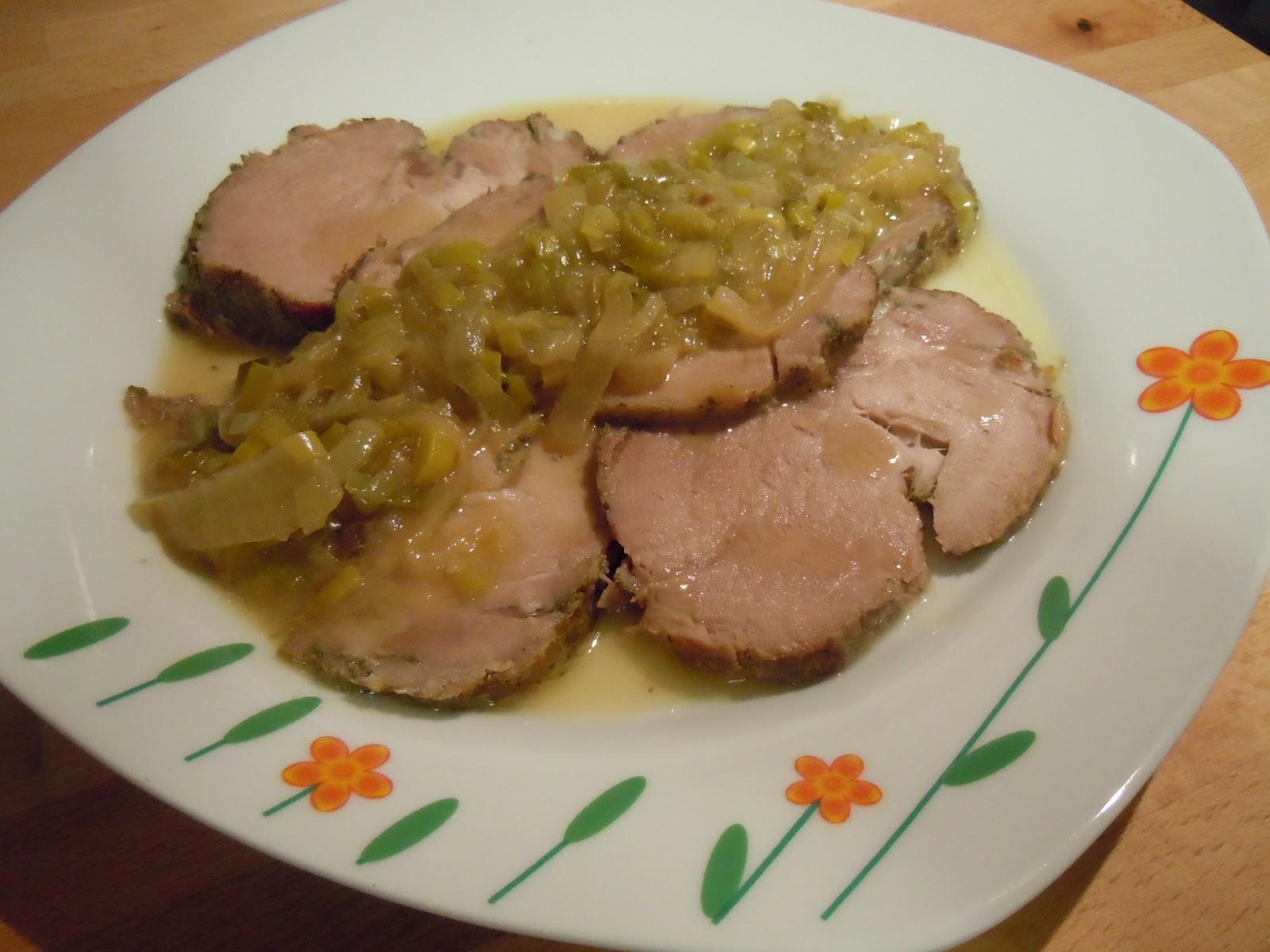 Rotí de cerdo con salsa de puerros,cebolla y miel Rotí de cerdo con salsa de puerros,cebolla y miel