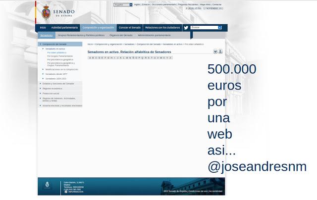 Error en la web del senado