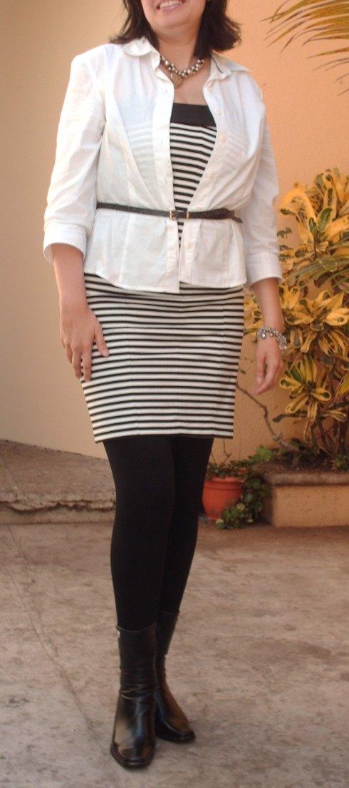 Two blouses five looks: Day 4 black and white dress