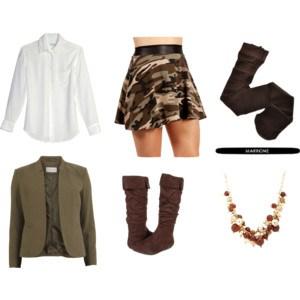 Two blouses five looks: Day 4 white blouse military skirt