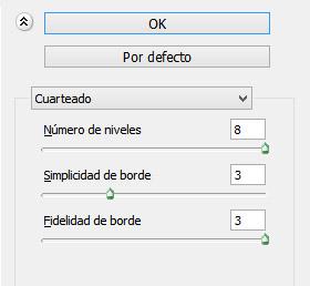 valores filtro cuarteado photoshop