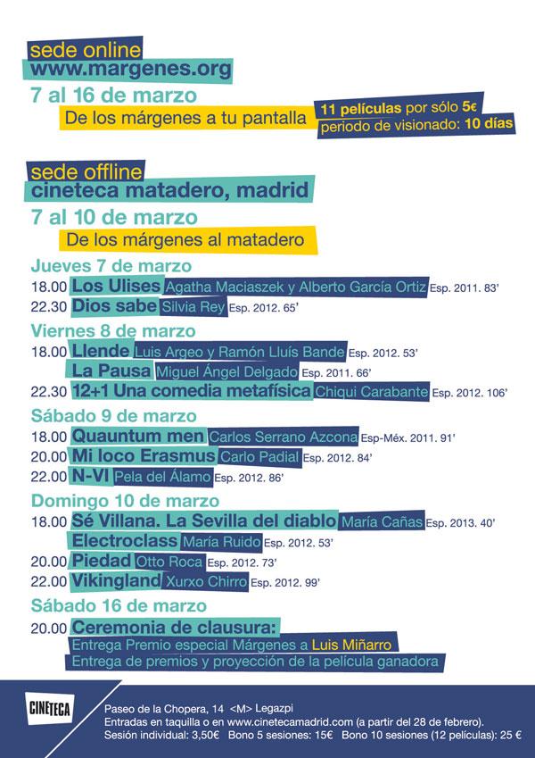 Arranca la II edición del festival online de cine español al margen, MÁRGENES MARGENES PROGRAMA