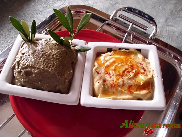 HUMMUS DE GARBANZOS Y TAPENADE DE ACEITUNAS NEGRAS HUMMUS DE GARBANZOS Y TAPENADE DE ACEITUNAS NEGRAS