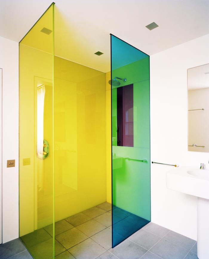 multi - colored flourescent shower doors, Rundell Associates, Remodelista