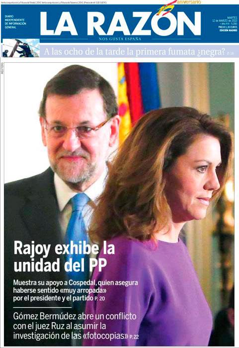 portada La Razon 12 marzo 2013 Mariano huele algo raro