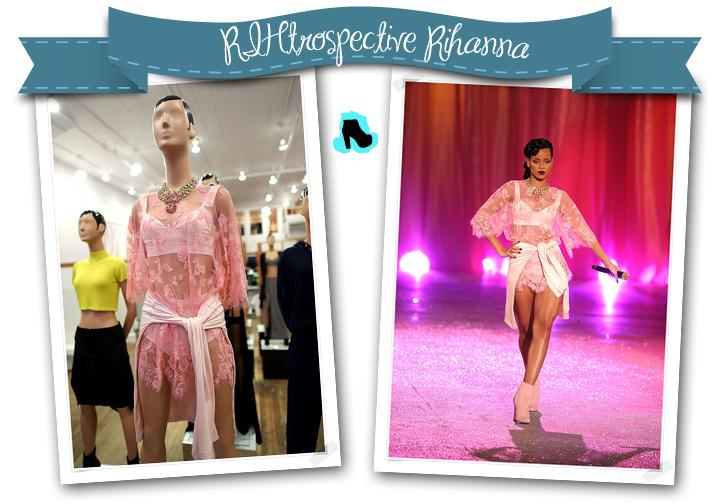 RIHtrospective Rihanna Vestido, bustier, shorts y camiseta de Adam Selman usados por Rihanna en el Victoria's Secret Fashion Show 2012.