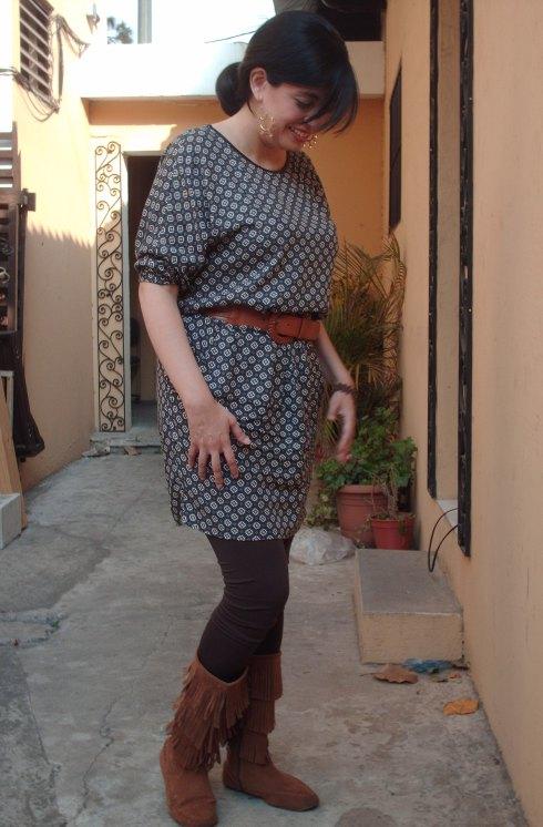 Boho chic look dress fringe boots 2