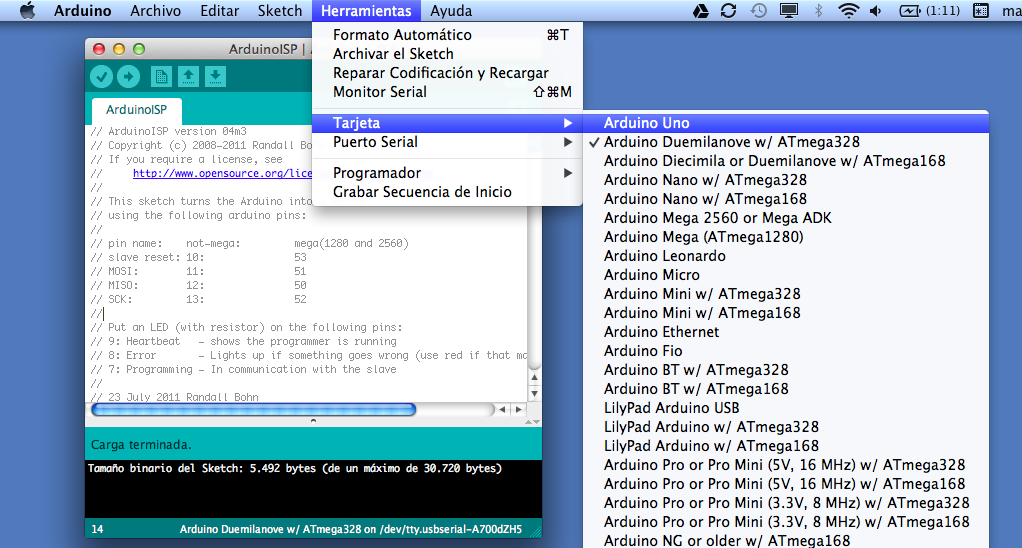 Cargar Bootloader en Arduino usando una segunda placa tut3