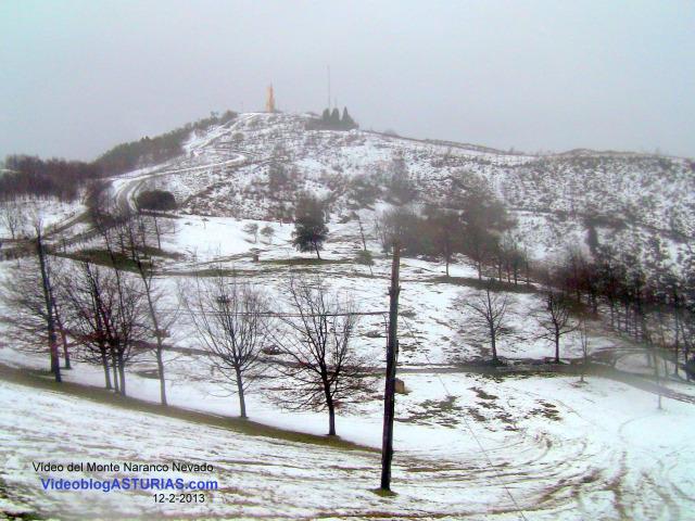 Cima del Naranco nevado - Video y fotos nieve Oviedo 2013