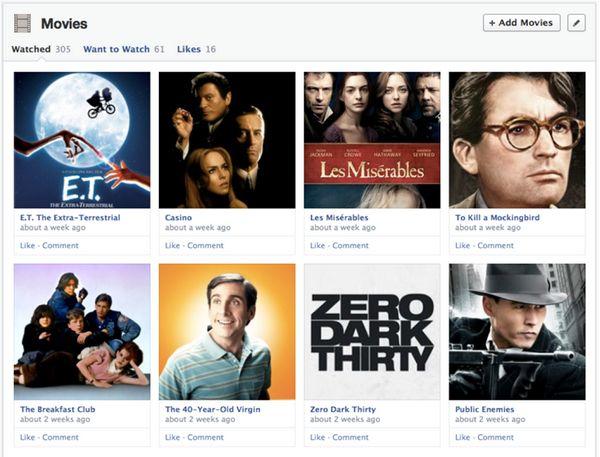 Facebook sigue implementando mejoras en su Timeline, ahora libros, películas y música facebook-movies