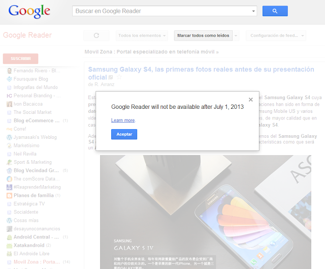 Google Reader cerrará en Julio 2013.¿Qué alternativas tenemos? Google Reader cerrará en Julio 2013.¿Qué alternativas tenemos?