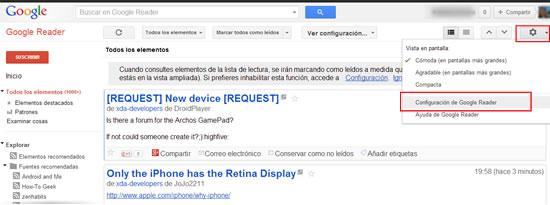 Cómo hacer una copia de nuestras feeds de Google Reader con Google Takeout google_reader-1