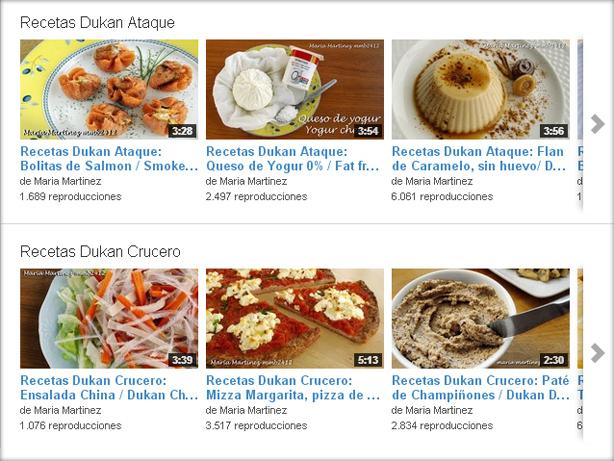 El nuevo aspecto de los canales de Youtube Recetas Dukan por fases