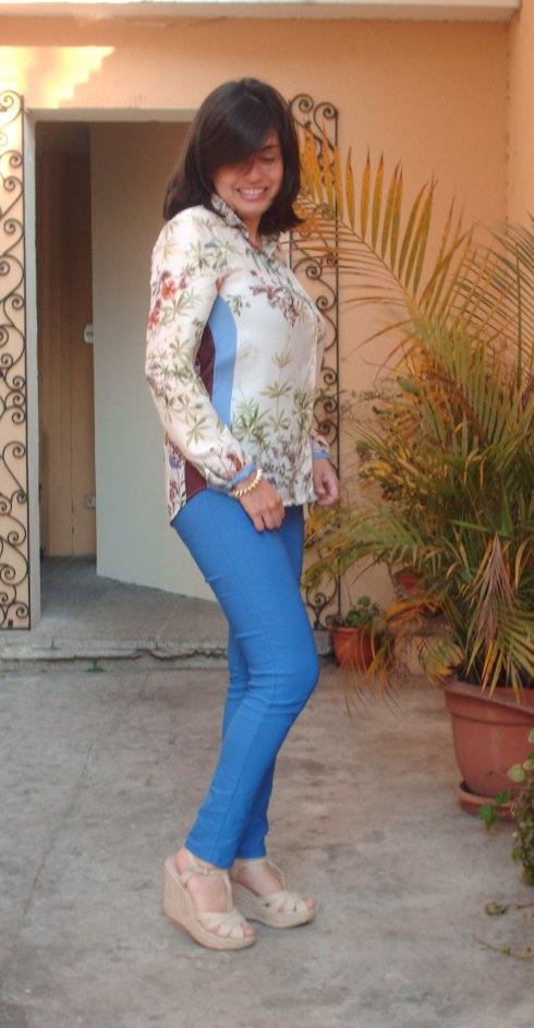 Spring is here floral blouse cobalt pants