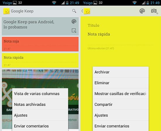 Google Keep, el nuevo servicio de gestión de notas de Google googlekeep android