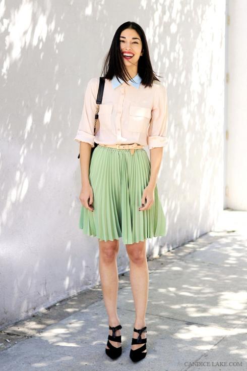 loving mint mint skirt street style