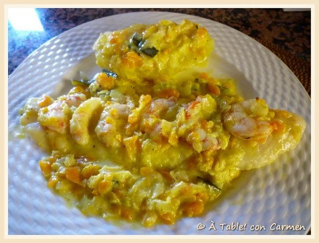 Perca con Verduras al Curry Perca con Verduras al Curry