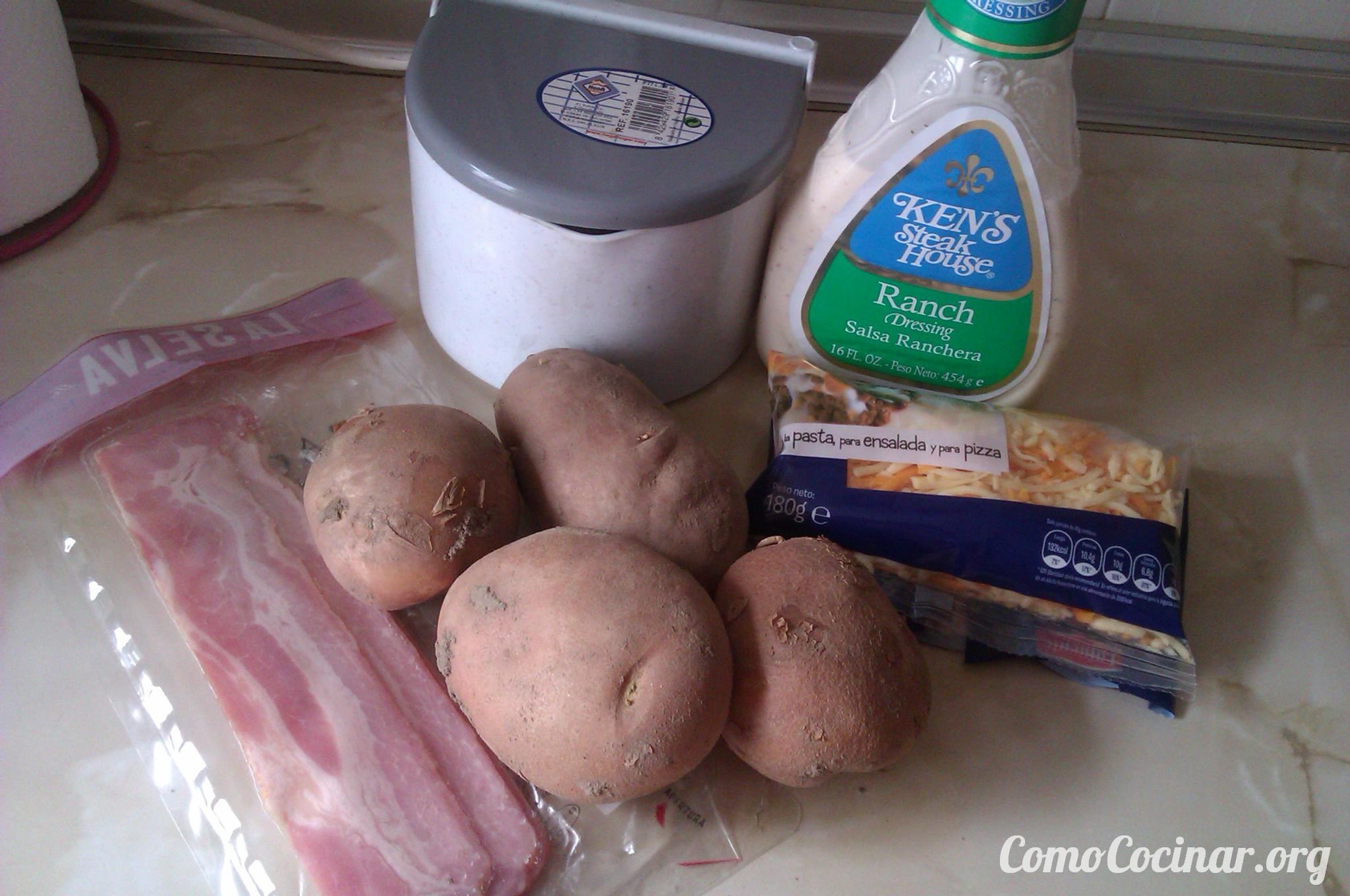 Ingredientes bacon and chesse fries