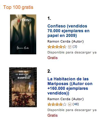 CONFIESO y LA HABITACIÓN DE LAS MARIPOSAS comparten primeros puestos de Amazon. Ahora GRATIS. #confieso