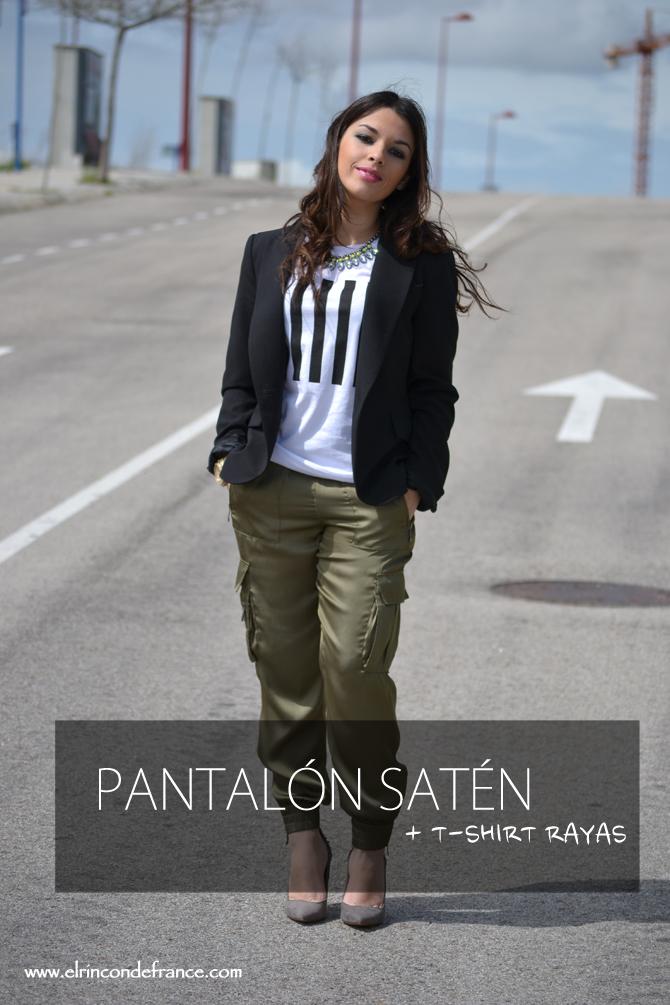 Look Pantalón Satén + T-Shirt Rayas