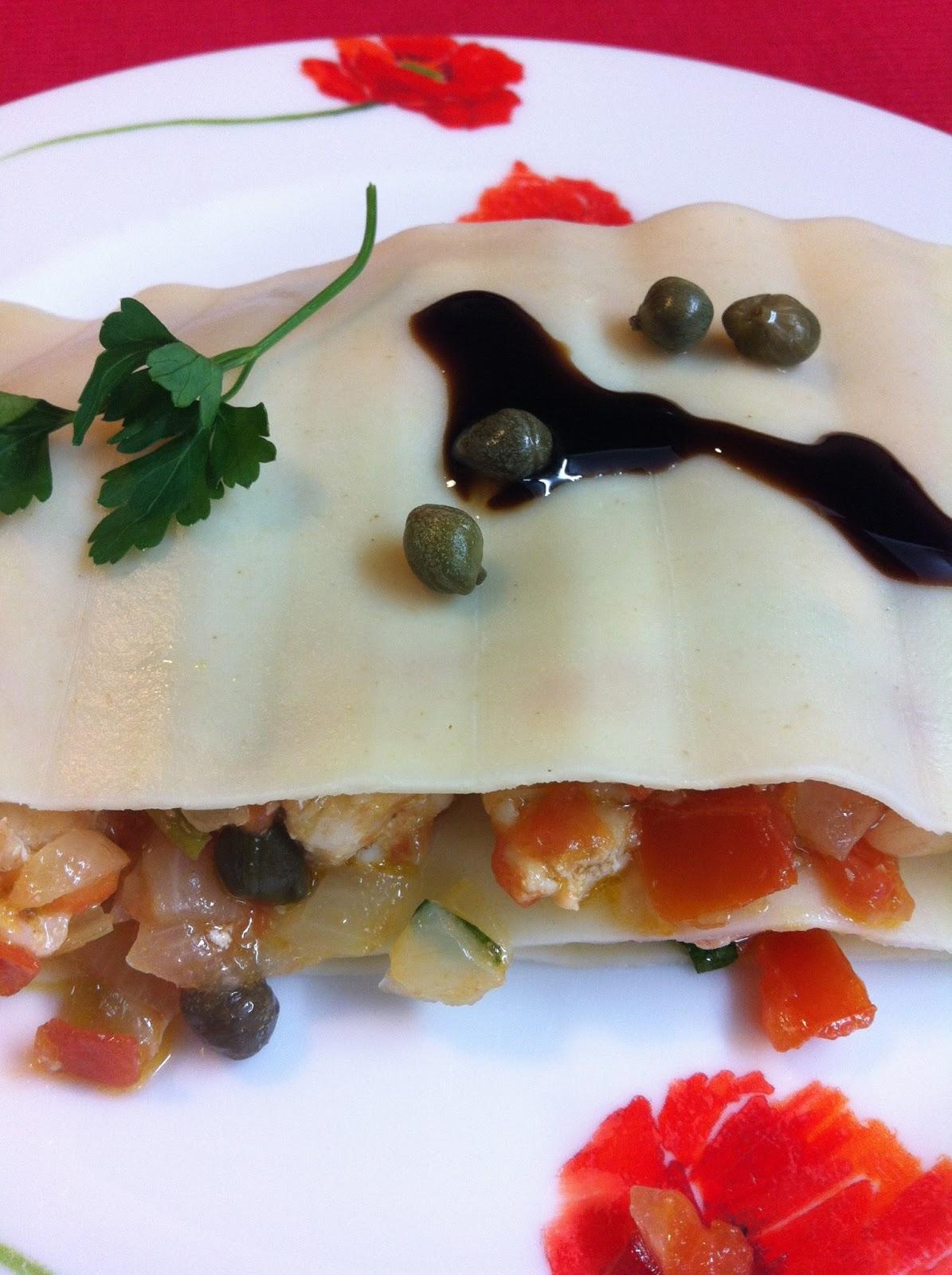 Lasaña Fría De Pollo Con Tomate Lasaña Fría De Pollo Con Tomate