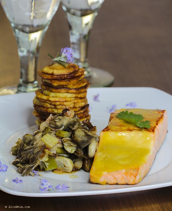 Salmón con mostaza a la miel Salmon with honey mustard